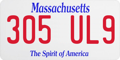 MA license plate 305UL9