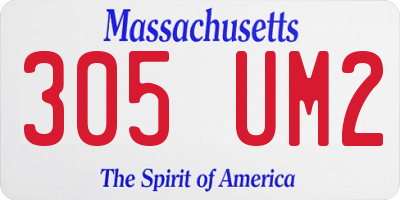 MA license plate 305UM2