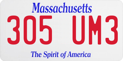 MA license plate 305UM3