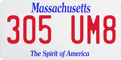 MA license plate 305UM8
