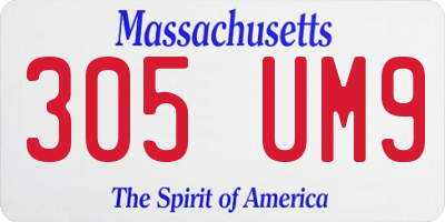 MA license plate 305UM9