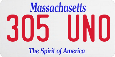 MA license plate 305UN0
