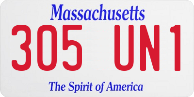 MA license plate 305UN1