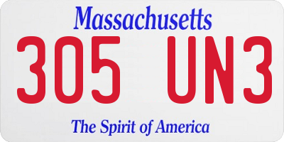 MA license plate 305UN3