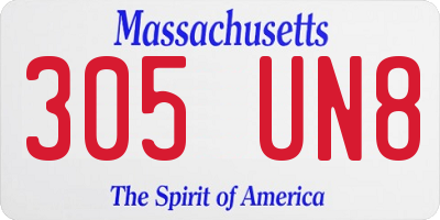 MA license plate 305UN8