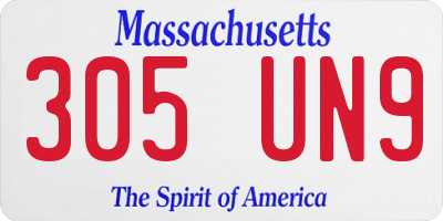 MA license plate 305UN9
