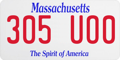 MA license plate 305UO0