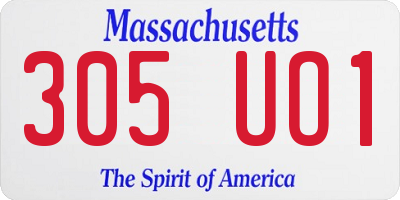 MA license plate 305UO1