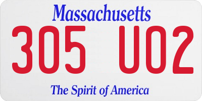 MA license plate 305UO2