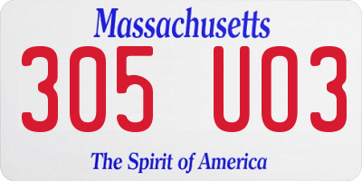 MA license plate 305UO3