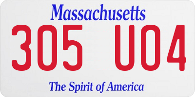 MA license plate 305UO4