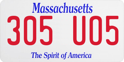 MA license plate 305UO5