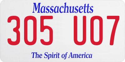 MA license plate 305UO7