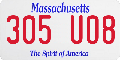 MA license plate 305UO8
