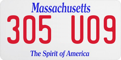 MA license plate 305UO9