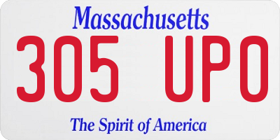 MA license plate 305UP0