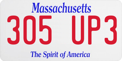 MA license plate 305UP3