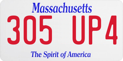 MA license plate 305UP4