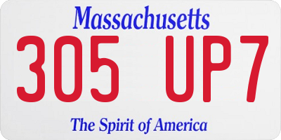 MA license plate 305UP7