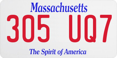 MA license plate 305UQ7