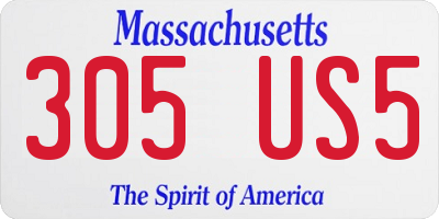 MA license plate 305US5