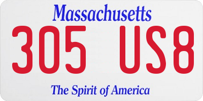 MA license plate 305US8