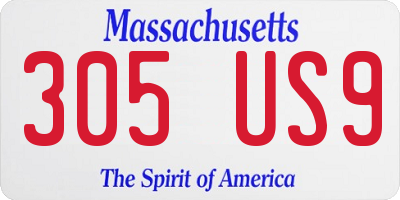 MA license plate 305US9