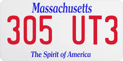 MA license plate 305UT3