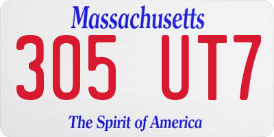 MA license plate 305UT7