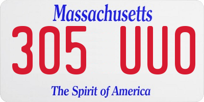 MA license plate 305UU0