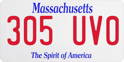 MA license plate 305UV0