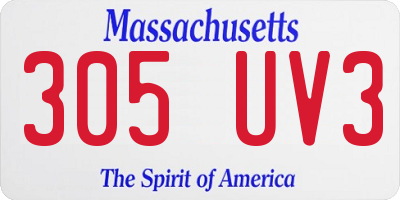 MA license plate 305UV3
