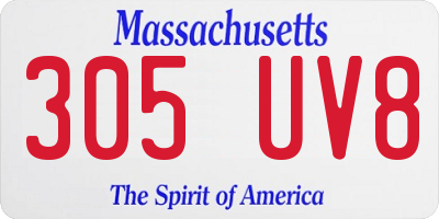 MA license plate 305UV8