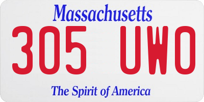 MA license plate 305UW0
