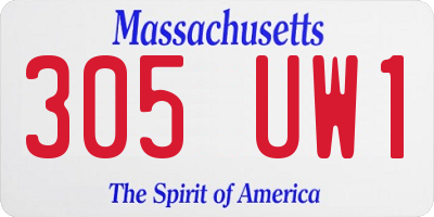 MA license plate 305UW1