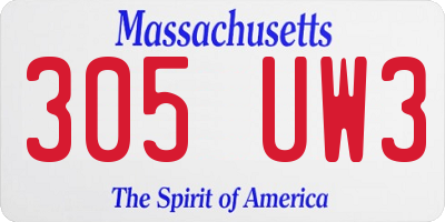MA license plate 305UW3