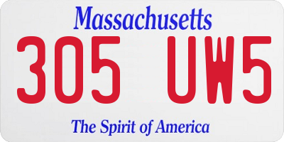 MA license plate 305UW5