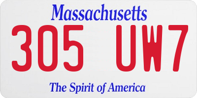 MA license plate 305UW7