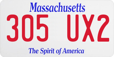 MA license plate 305UX2