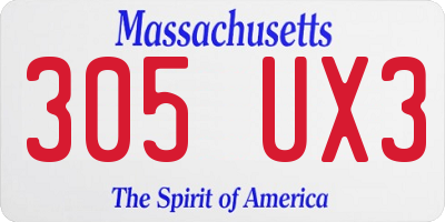 MA license plate 305UX3