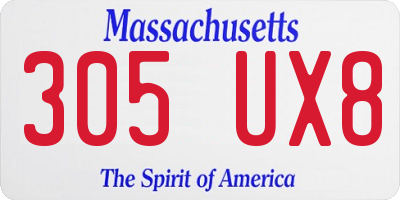 MA license plate 305UX8