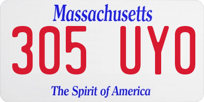 MA license plate 305UY0