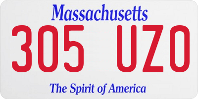 MA license plate 305UZ0