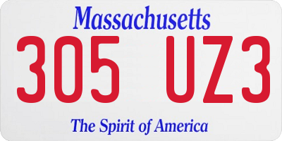 MA license plate 305UZ3