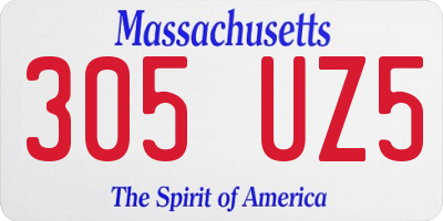MA license plate 305UZ5