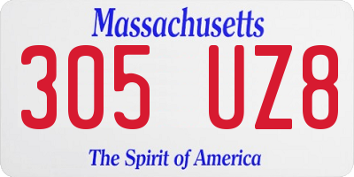 MA license plate 305UZ8
