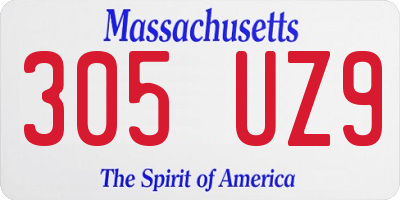 MA license plate 305UZ9