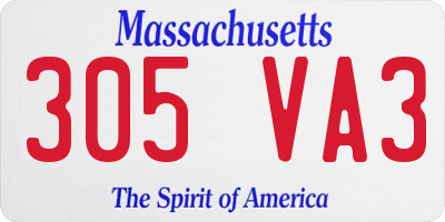 MA license plate 305VA3