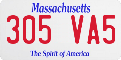 MA license plate 305VA5