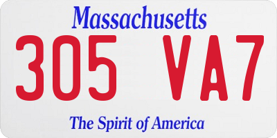 MA license plate 305VA7